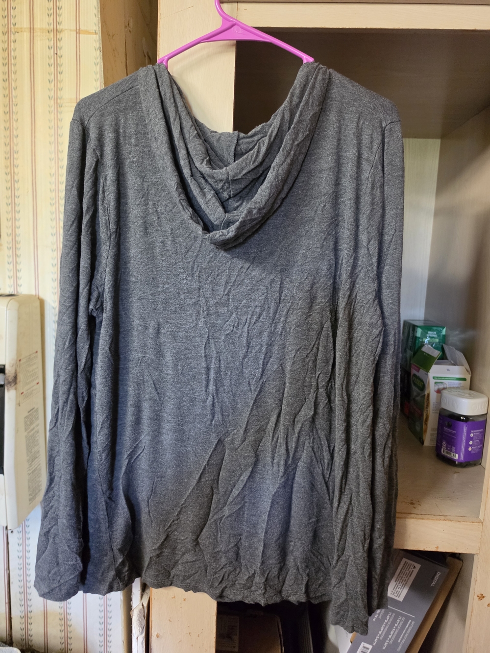 Harley-Davidson Dark Gray Hooded Long Sleeve Blouse with Rhinestone Logo - Picture 8 of 10